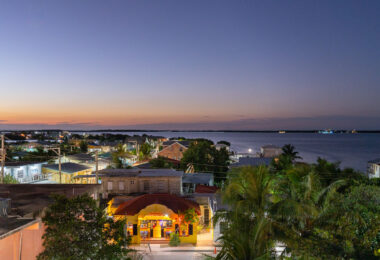 San Pedro, Belize as seen from a city rooftop.
