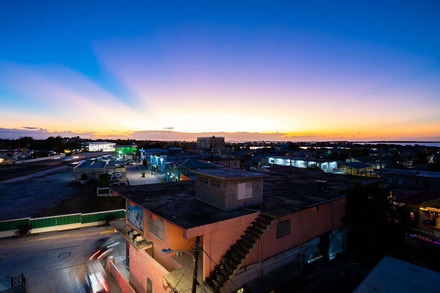 Sunset from a San Pedro rooftop in Belize