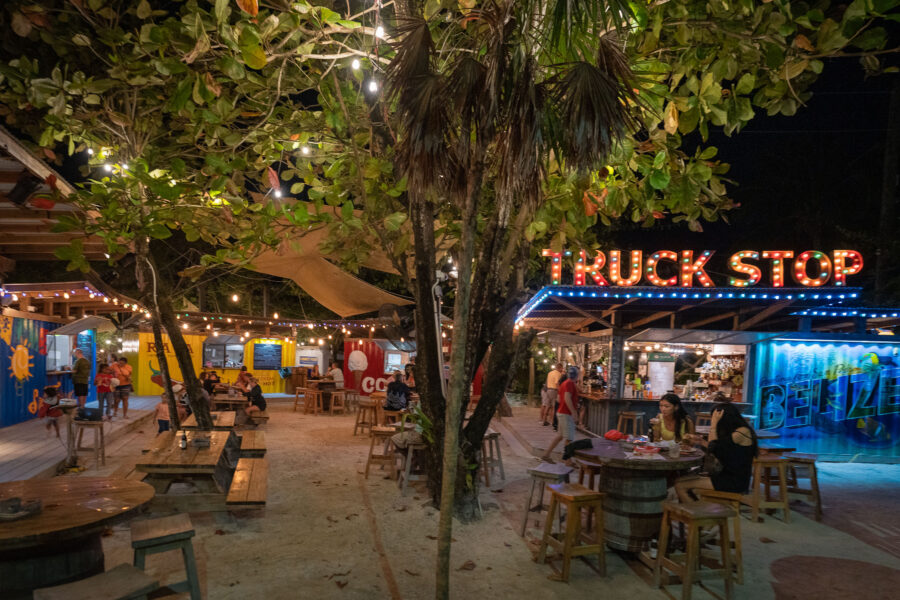 The Truck Stop, San Pedro, Belize at Night