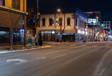 Intersection of Hennepin Avenue and Lake Street in Uptown Minneapolis.