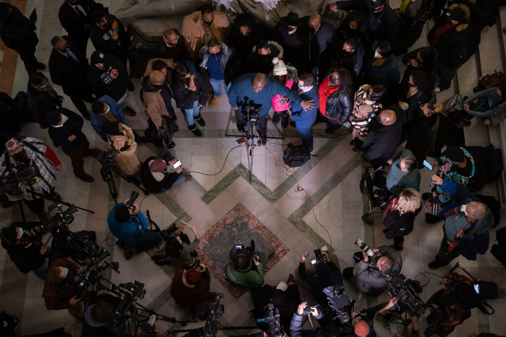 Amir Locke's family speaks at Minneapolis City Hall 2 days after he was shot and killed by the Minneapolis Police Department.