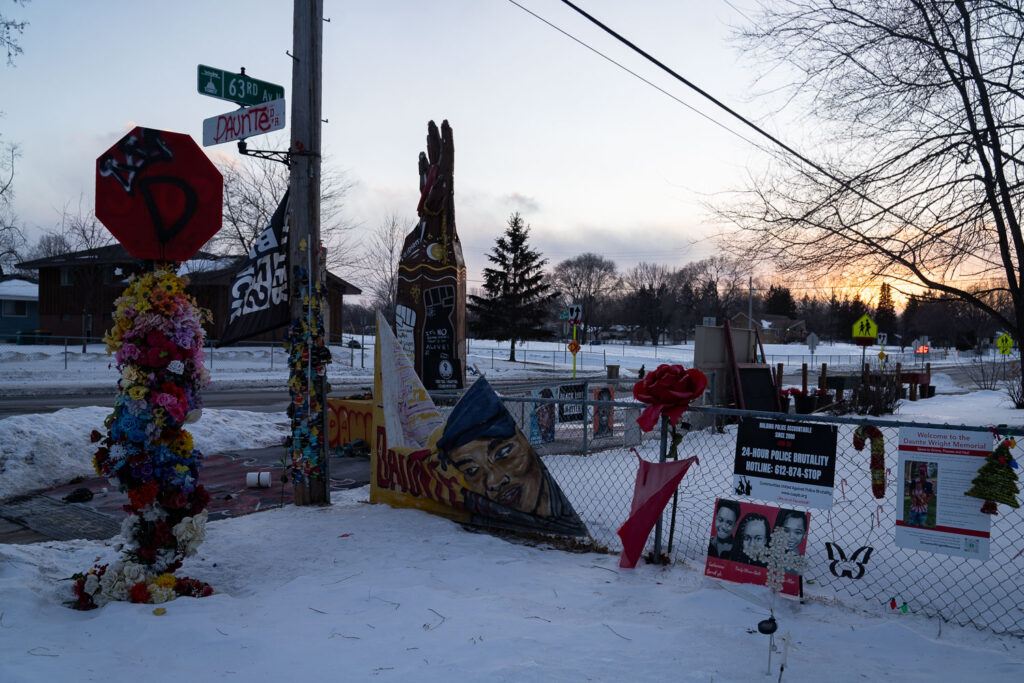 The Daunte Wright Memorial on the day Kim Potter was sentenced.