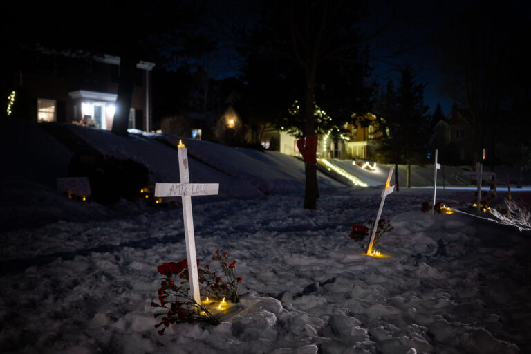 Minneapolis Protest Memorial for Amir Locke at Police Chief's Home 2 A makeshift memorial for Amir Locke, who was killed by Minneapolis Police, is seen outside the home of the Minneapolis Police Chief in Minneapolis, Minnesota. The memorial, consisting of crosses, candles, and flowers, was established following a protest demanding accountability for Locke's death. Despite frigid temperatures with a windchill of -7°F, activists gathered to honor Locke and voice their demands for justice.