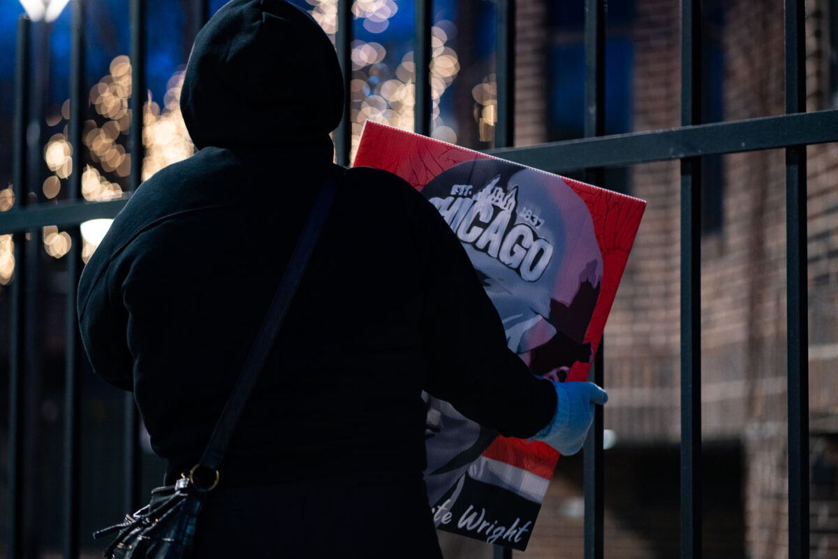 Chicago Protestor Holds Daunte Wright Sign