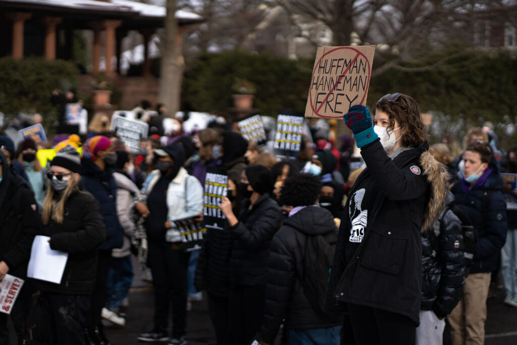 February 8, 2022 - St. Paul, Minn. -- High school students from aroudn the area march to the Minnesota Governor's Mansion demanding justice for Amir Locke.