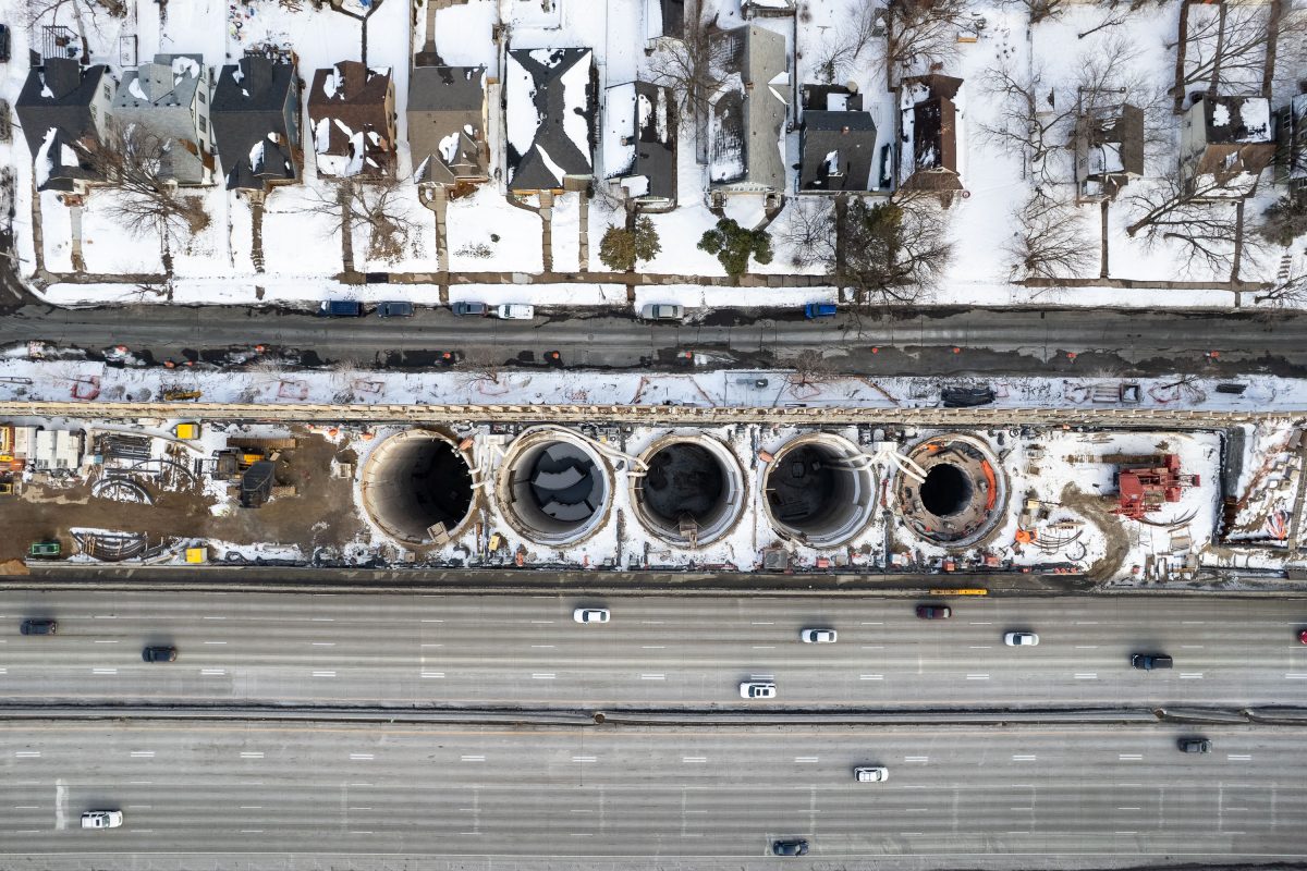 Five Shaft Openings Above I-35W, Stormwater Storage Facility, Minneapolis