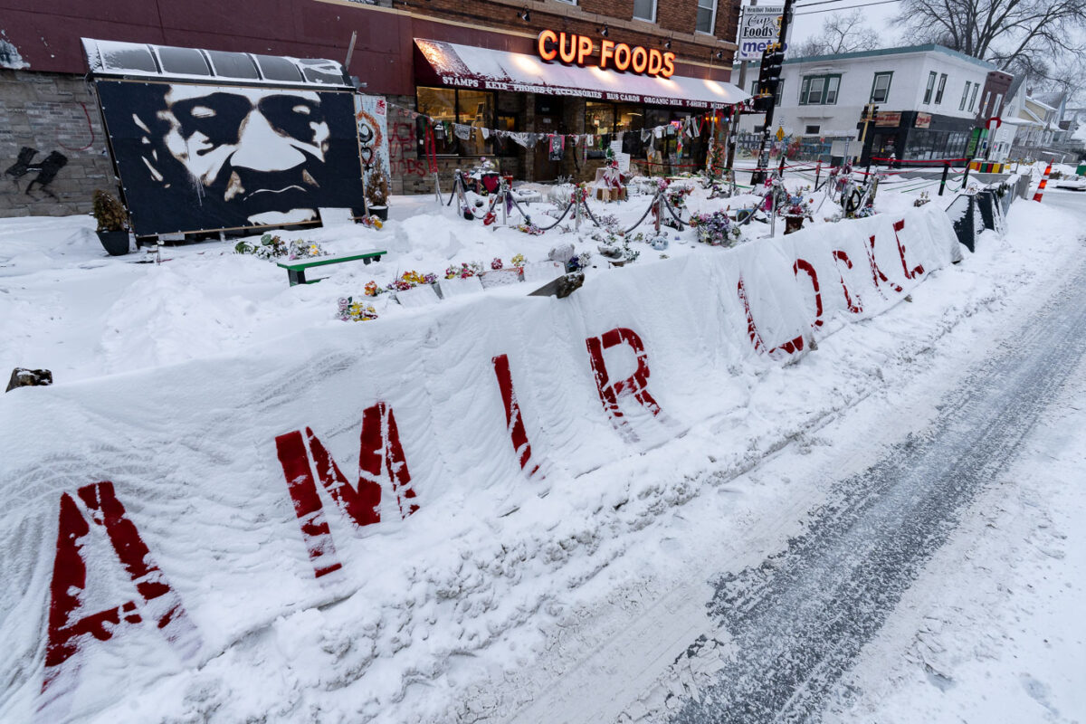George Floyd Square Memorial in Snow, Minneapolis
