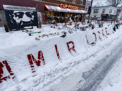 George Floyd Square Memorial in Snow, Minneapolis