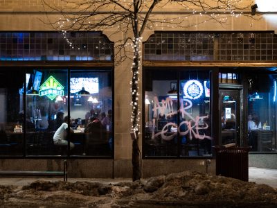 Amir Locke Graffiti on Odell Brewing Window, Uptown Minneapolis