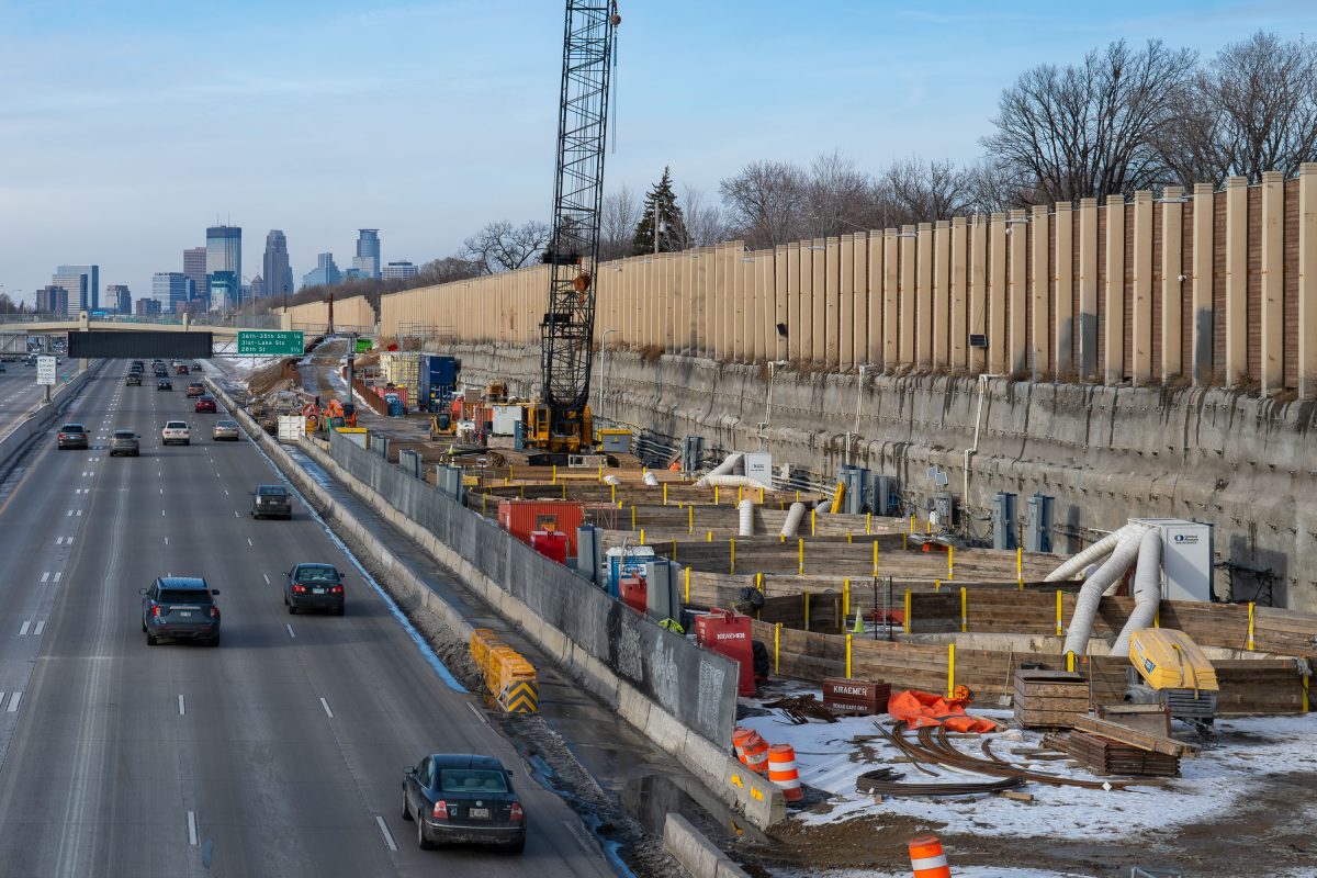 I-35W Construction Site with Minneapolis Skyline in Background
