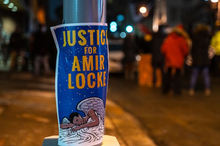 Justice For Amir Locke sign at the scene of his killing 3 Justice For Amir Locke sign at the scene of his killing