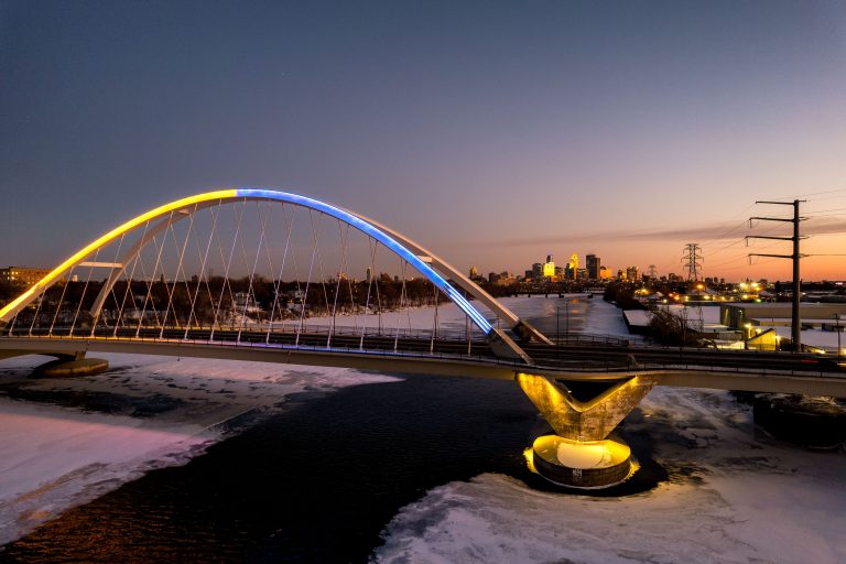 Minneapolis Bridge Showing Support For Ukraine 2 Minneapolis Bridge Showing Support For Ukraine