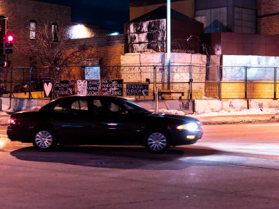 Minneapolis Police 3rd Precinct Protest Signs and Car