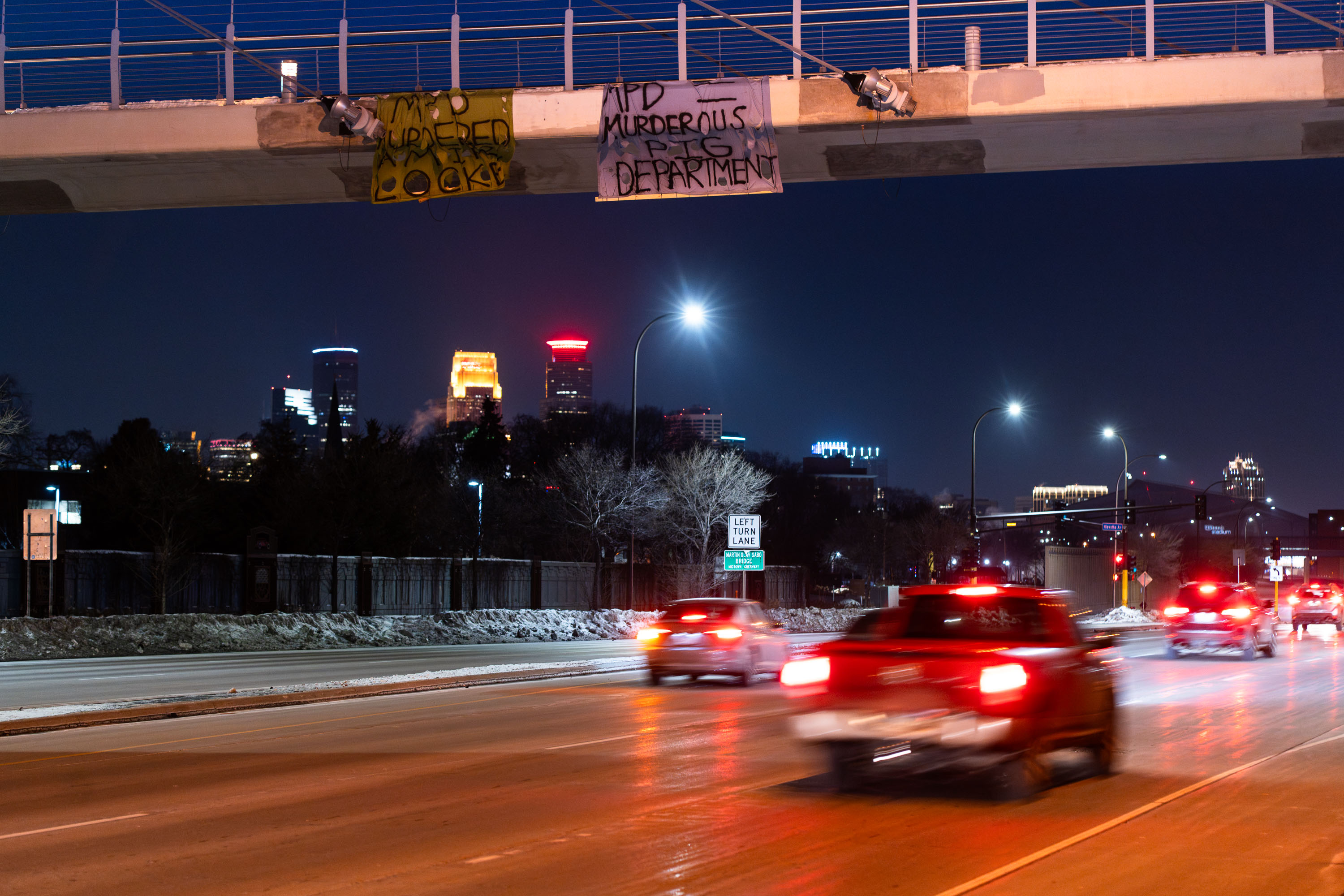 Minneapolis Protest Signs on Hiawatha Ave Overpass — February 7, 2022 ...
