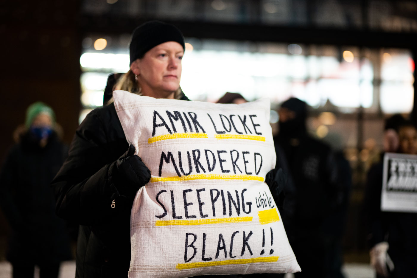 Protesters gathered outside the Minneapolis Mayor's home in Northeast Minneapolis to call for justice for Amir Locke. Locke, a 22-year-old Black man, was killed by Minneapolis police during a no-knock warrant execution on February 2, 2022. The protest highlights ongoing concerns about police brutality and racial injustice in the city.