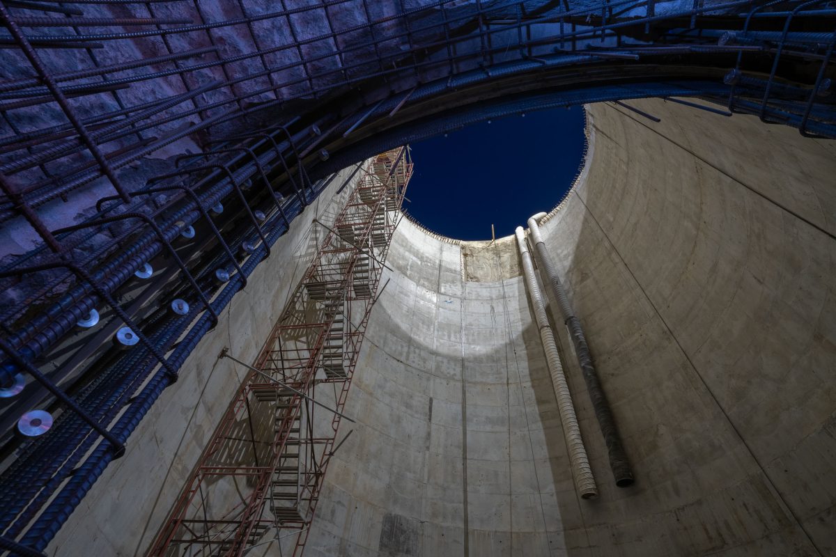 Rebar and Scaffolding Inside Concrete Shaft, I-35W Stormwater Facility