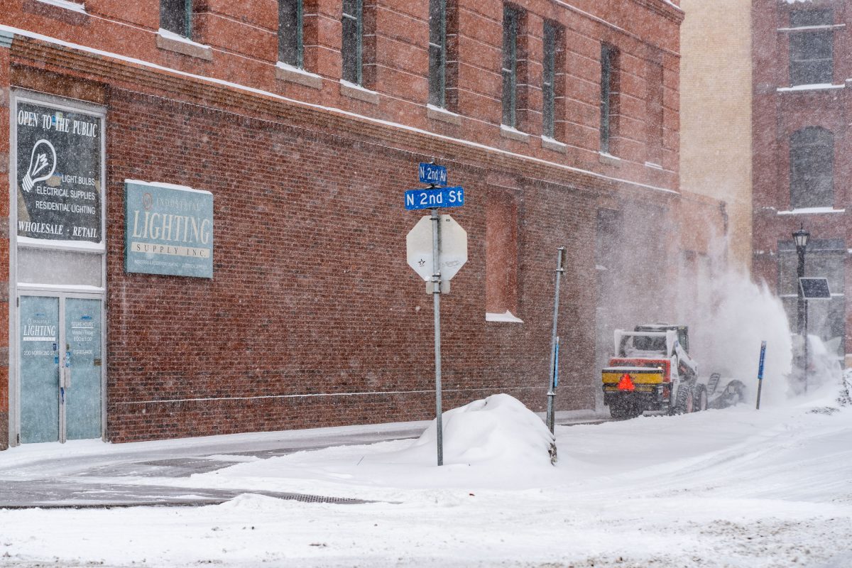 Sidewalk snowplow in the Minneapolis North Loop