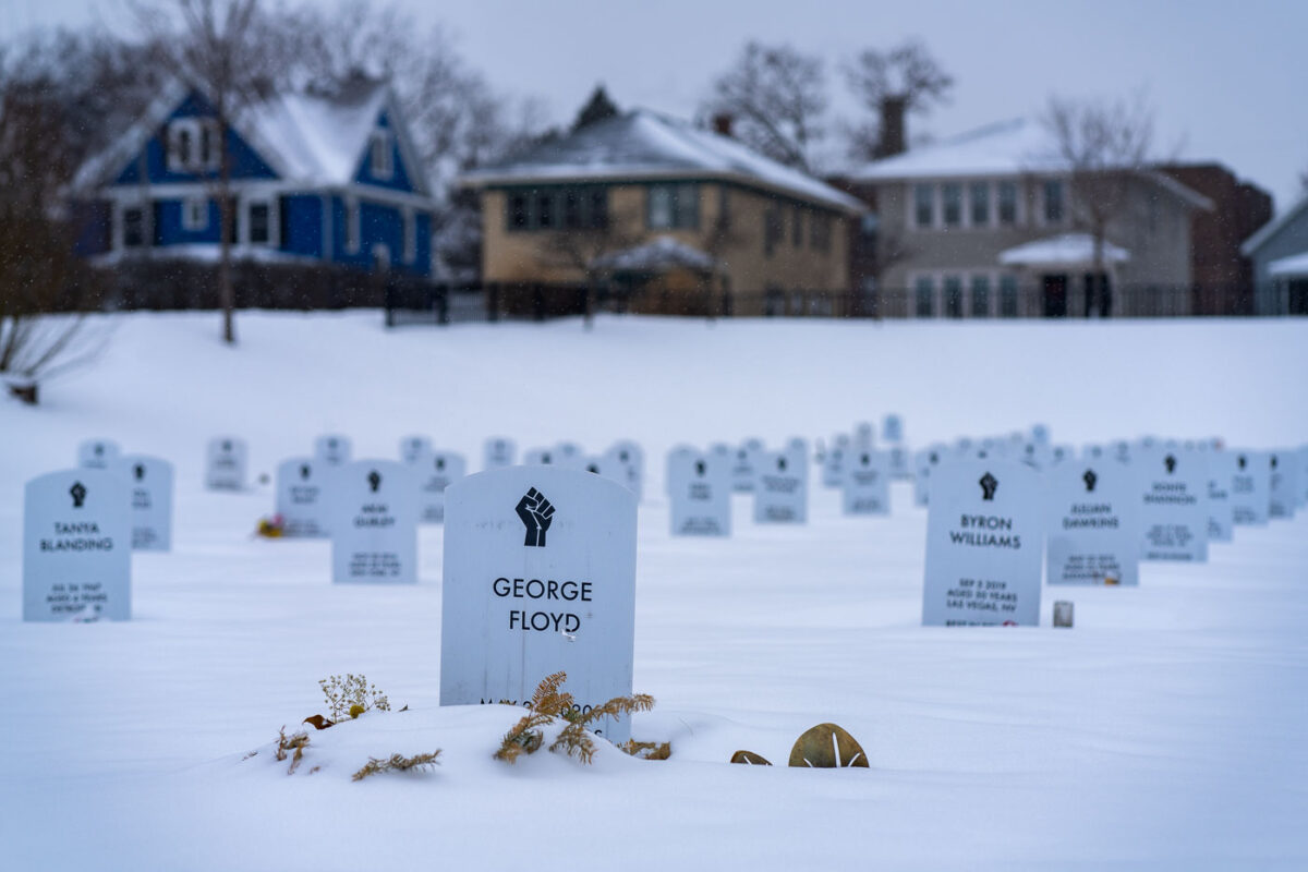 Say Their Names Cemetery, George Floyd Square, Minneapolis in Winter
