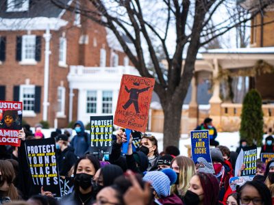 Warning Minneapolis Cops Easily Startled Sign at Protest