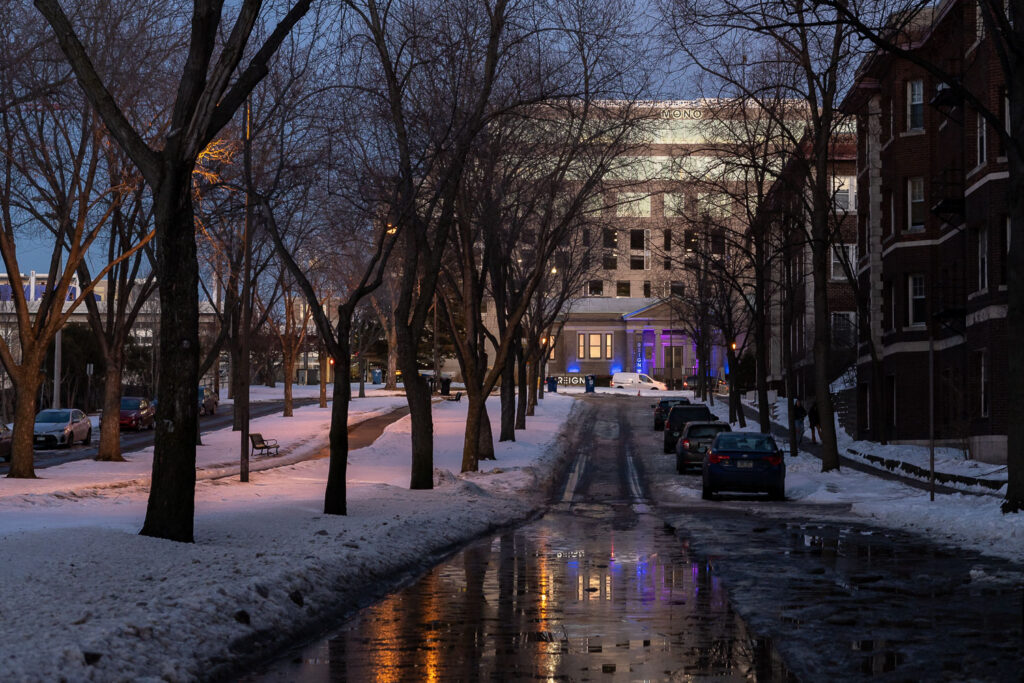Winter in Minneapolis. A look towards Hennepin from The Mall.