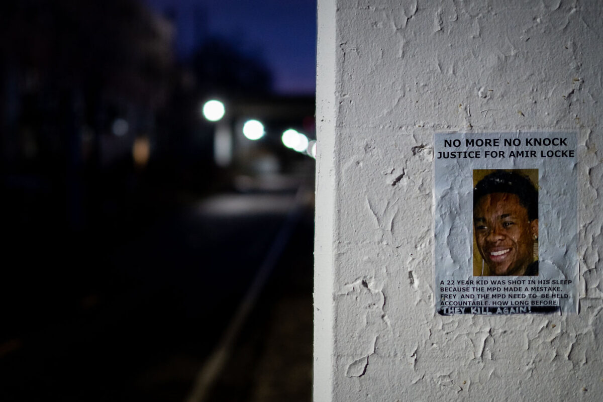 An Amir Locke flyer on the Midtown Greenway in MInneapolis.