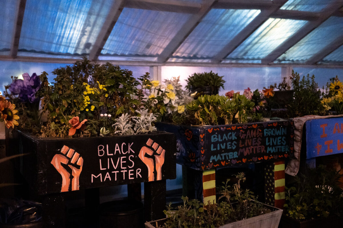 George Floyd Square Greenhouse: BLM Planters, Minneapolis