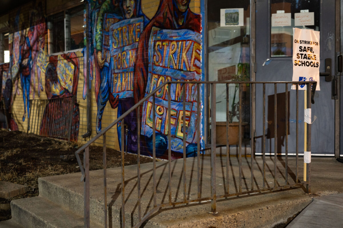 Minneapolis Teachers Strike Mural and Sign