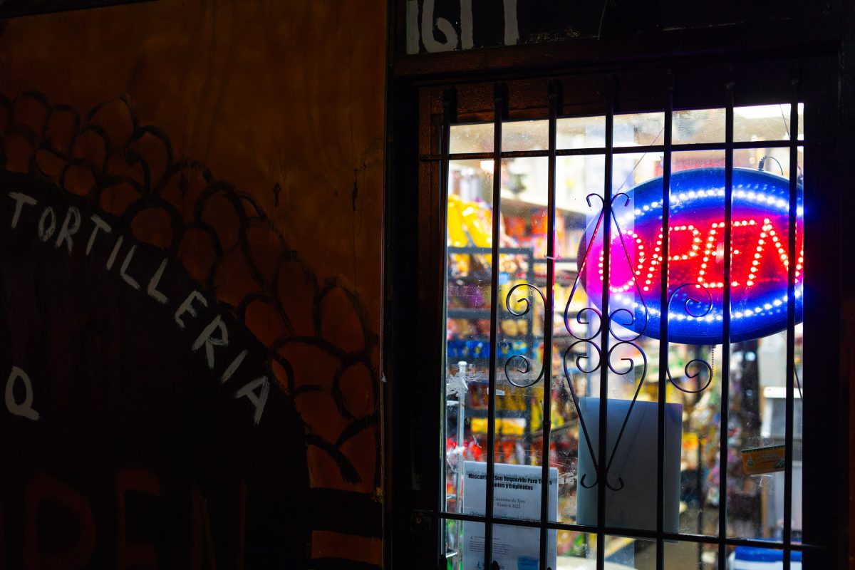 Open Sign at Lake Street Store, Minneapolis