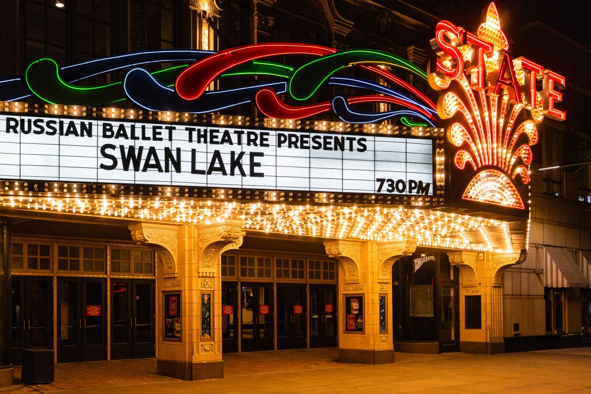 Russian Ballet Swan Lake on State Theater Marquee