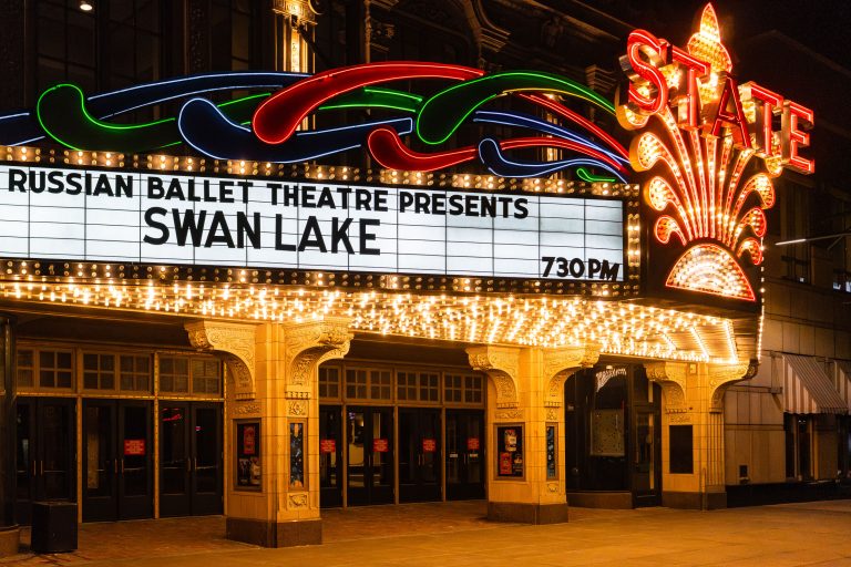 Russian Ballet Swan Lake on State Theater Marquee 4 Russian Ballet Swan Lake on State Theater Marquee