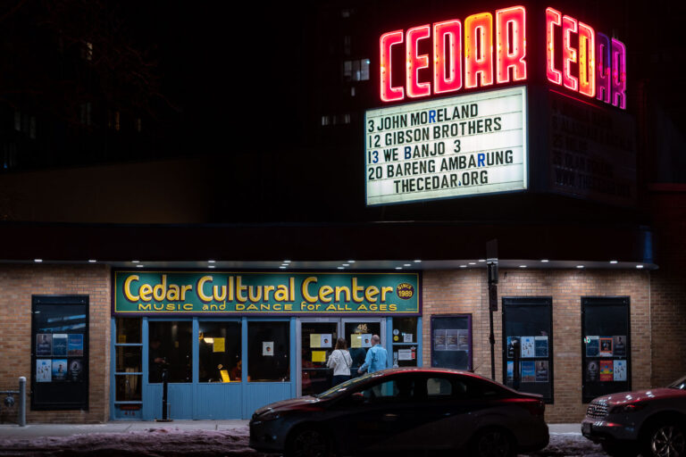 Cedar Cultural Center, Minneapolis: John Moreland Concert 1 The Cedar Cultural Center, established in 1989, is a prominent music and dance venue located in Minneapolis's Cedar Riverside neighborhood. It serves as a vital cultural hub, presenting a wide array of performances and events for all ages. The marquee prominently advertises upcoming concerts, including a performance by John Moreland, underscoring the center's role in showcasing contemporary artists. The Cedar Cultural Center significantly contributes to the diverse cultural fabric of the Cedar Riverside area, a neighborhood known for its rich history and multicultural community.