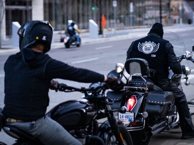 BRAPB motorcycles at Amir Locke protest in Downtown Minneapolis