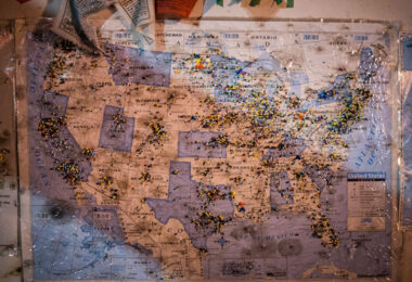 A map with pins for the visitors of George Floyd Square.