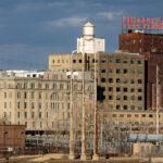 The former Pillsbury flour mills as seen from downtown Minneapolis.