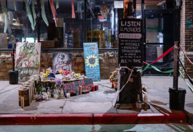 A memorial for Imez Wright who was fatally shot on March 6, 2021.
