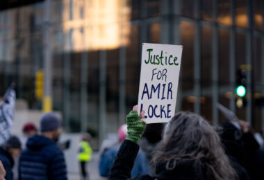 Protesters downtown after officials announced there would be no charges in the shooting death of Amir Locke by the Minneapolis police.