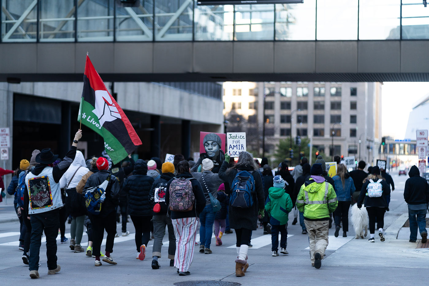 Justice for Amir Locke protests in downtown Minneapoilis April 2022