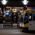 Metro Transit bus outside of Brit's Pub on Nicollet Mall in downtown Minneapolis.