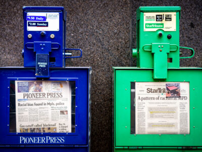 Minneapolis Star Tribune and Pioneer Press Newsracks April 28, 2022