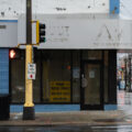 A retail storefront at Hennepin and Lake in Uptown Minneapolis. The space was formerly occupied by JUUT, an Aveda hair salon.