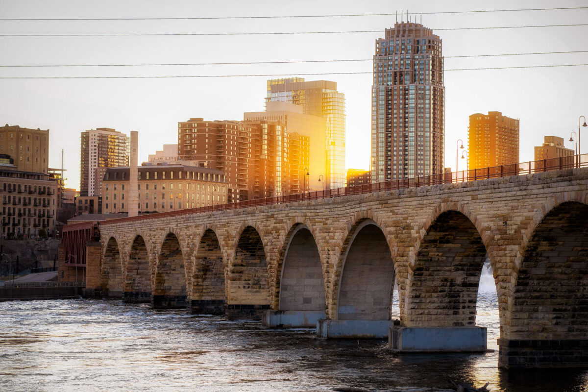 The Stone Arch Bridge in downtown Minneapolis.