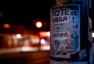 A "Vote Sheila" mayor flyer hanging in South Minneapolis.