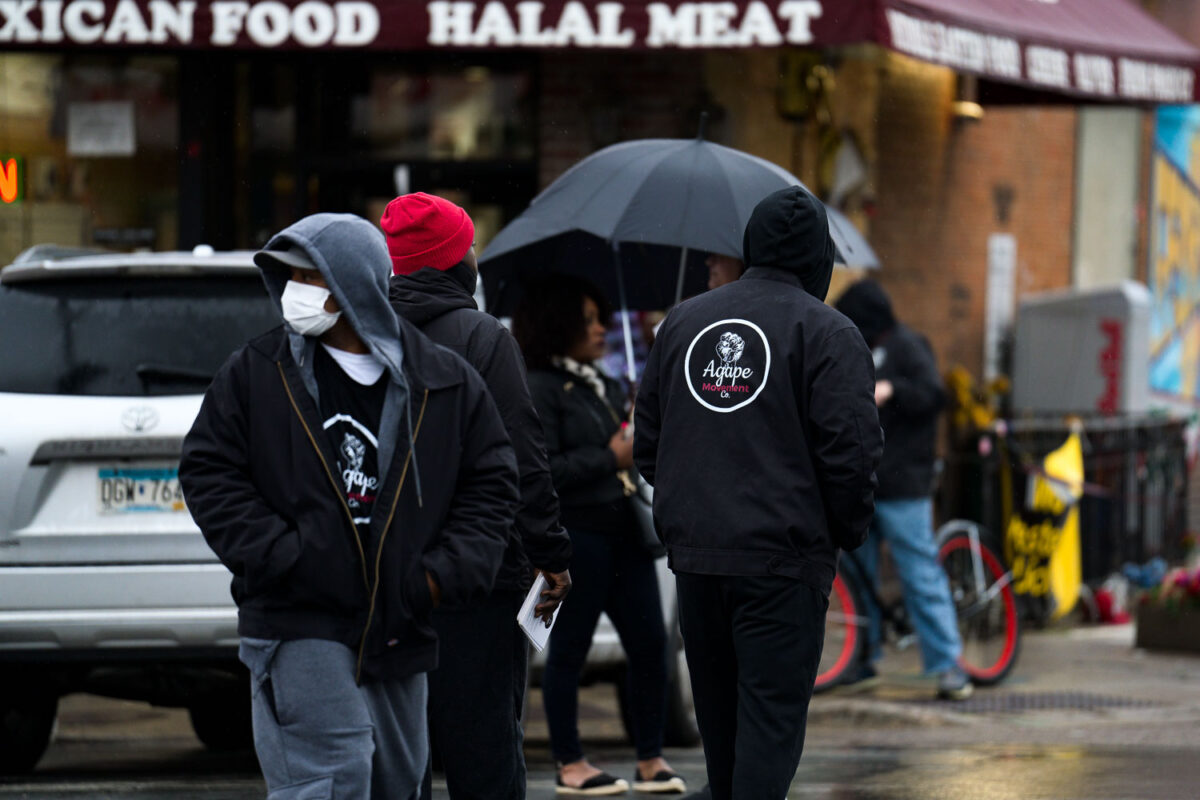 Agape Movement members at George Floyd Square on May 25th, 2022. One year prior the coordinated with the city to open up the square to vehicular traffic.