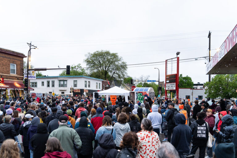 2 year anniversary of George Floyd murder at GFS 3 Crowd gathers at George Floyd Square on the 2 year anniversary of the murder of George Floyd.