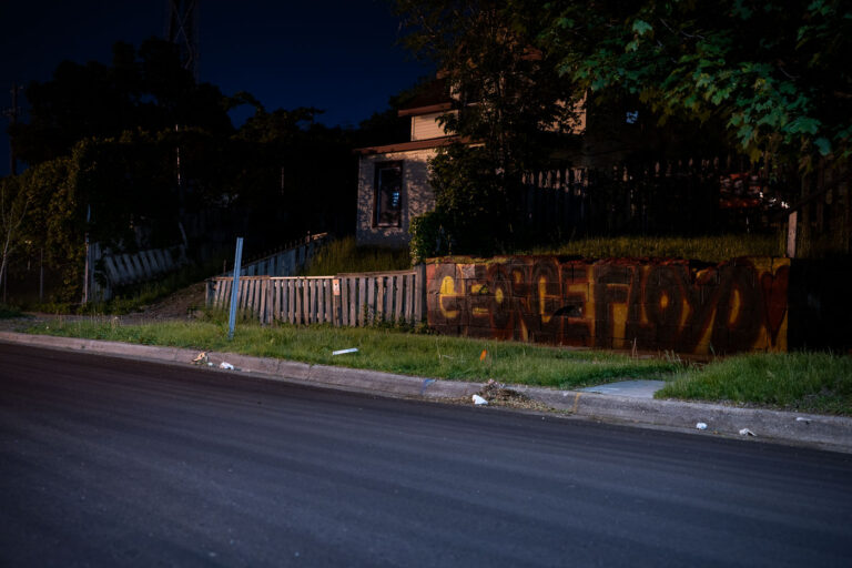 George Floyd Mural as seen in May 2022 2 A George Floyd mural on a retaining wall in South Minneapolis.