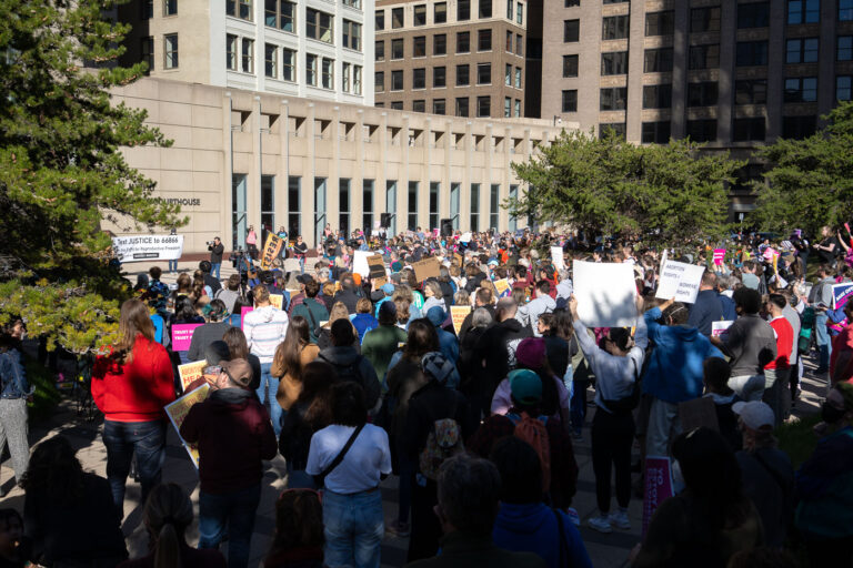 Abortion rights protest at Federal Courthouse in Minneapolis May 4 Protesters gather at the federal courthouse in downtown Minneapolis in support of abortion rights.