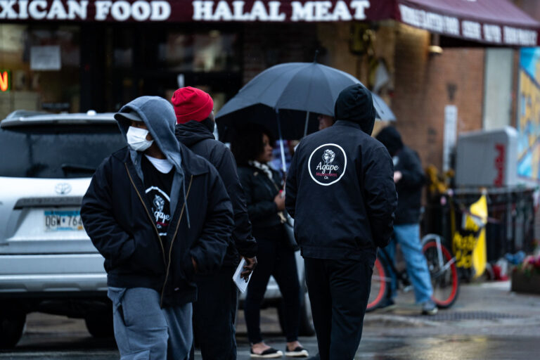 Agape Movement at George Floyd Square 4 Agape Movement members at George Floyd Square on May 25th, 2022. One year prior the city coordinated with the group to remove barricades at the square.