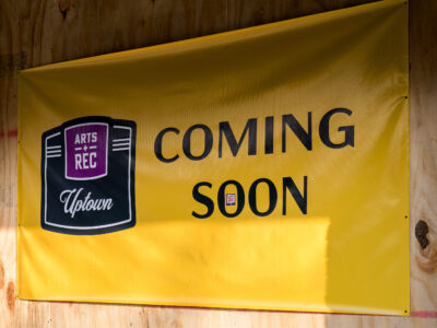 Arts + Rec Coming Soon Sign in Uptown Minneapolis