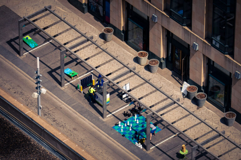 Chess on Nicollet Mall, Downtown Minneapolis 4 Chess being played on Nicollet Mall in Minneapolis.