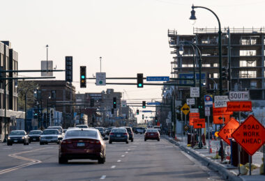 Traffic on Lake Street in Minneapolis on May 10, 2022.